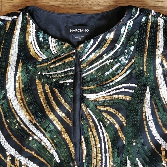 Marciano Dress Long Sleeve Sequined Mini XS - Picture 2 of 7